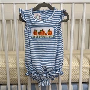 Blue and White Striped Pumpkin Bubble